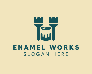 Enamel - Brush Bucket Painting logo design