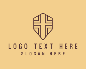 Religion - Brown Worship Cross logo design