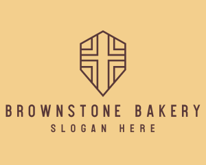 Brown Worship Cross logo design