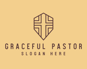 Pastor - Brown Worship Cross logo design