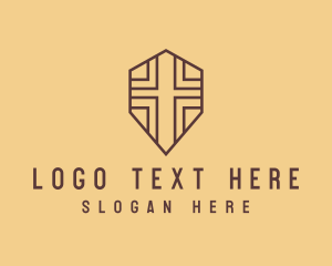 Religious - Brown Worship Cross logo design