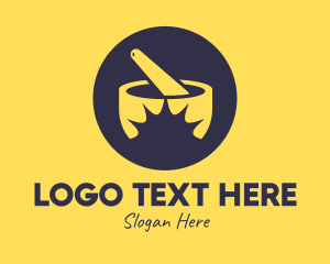 Recipe - Yellow Mortar & Pestle logo design