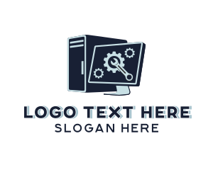 Computer - Computer Gear Cog Repair logo design