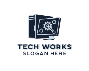 Desktop - Computer Gear Cog Repair logo design