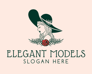 Modeling - Floral Fashion Model Woman logo design