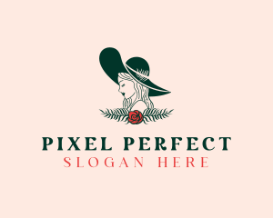 Floral Fashion Model Woman logo design