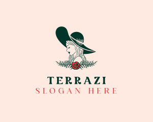 Floral Fashion Model Woman logo design