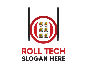 Roll - Chopsticks Sushi Rolls logo design