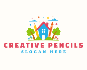 Preschool Pencil Crayon logo design