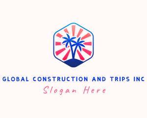 Palm Tree - Island Vacation Getaway logo design