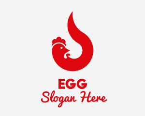 Food Stand - Red Chicken Flame logo design
