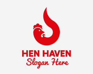 Red Chicken Flame logo design