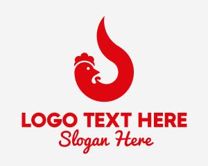 Hen - Red Chicken Flame logo design