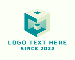 App - 3D Construction Cube logo design