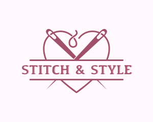 Heart Needle Seamstress logo design