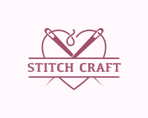 Heart Needle Seamstress logo design