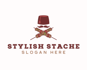 Kebab Mustache Skewers logo design