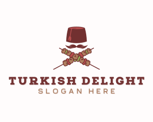 Turkish - Kebab Mustache Skewers logo design