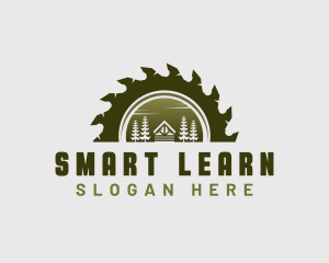 Circular Saw - Cabin Forest Wood Saw logo design