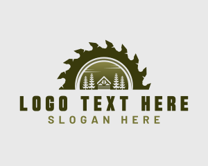 Wood - Cabin Forest Wood Saw logo design