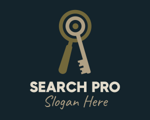 Key Magnifying Lens logo design