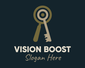 Key Magnifying Lens logo design