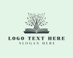 Ebook - Book Tree Library logo design
