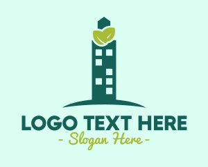 Leaf - Eco Building Skyscraper logo design