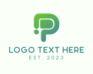 Button - Modern Digital Letter P logo design