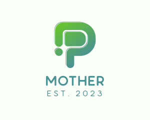 Social Media - Modern Digital Letter P logo design