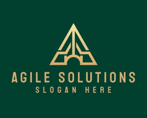 Triangle House Roof Letter A logo design