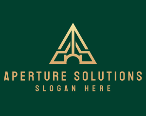 Triangle House Roof Letter A logo design