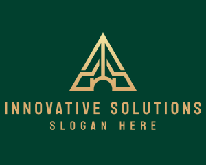 Triangle House Roof Letter A logo design