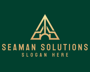 Triangle House Roof Letter A logo design