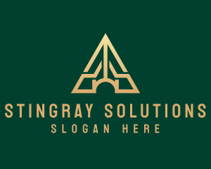 Triangle House Roof Letter A logo design