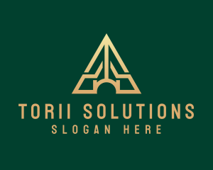 Triangle House Roof Letter A logo design