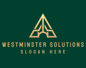 Triangle House Roof Letter A logo design