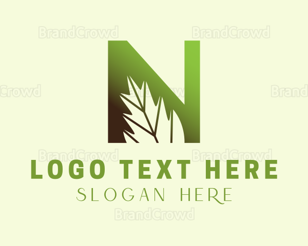 Eco Leaf Letter N Logo