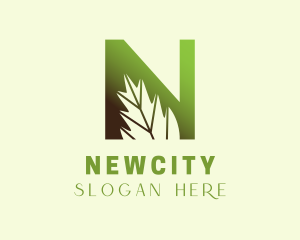 Eco Leaf Letter N logo design