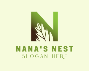 Eco Leaf Letter N logo design