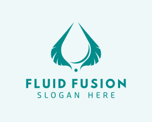 Feather Water Drop logo design