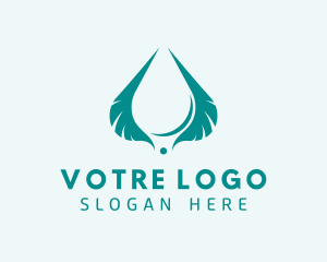 Rain - Feather Water Drop logo design