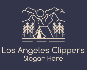 Forest - Monoline Tent Camping logo design