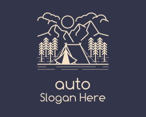 Campground - Monoline Tent Camping logo design