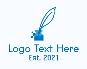 Pen - Digital Writing Quill logo design