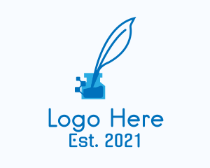 Writer - Digital Writing Quill logo design