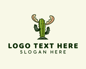 Western - Cactus Moose Antler logo design