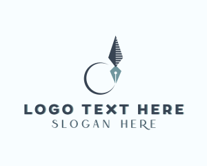 Stationery - Crescent Moon Feather Pen logo design