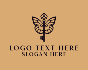 Keysmith - Elegant Key Butterfly logo design