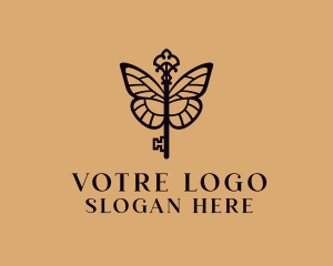 Luxe - Elegant Key Butterfly logo design